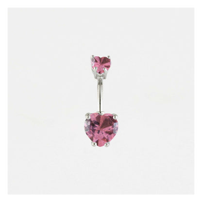 Steel Double Heart Belly Bar