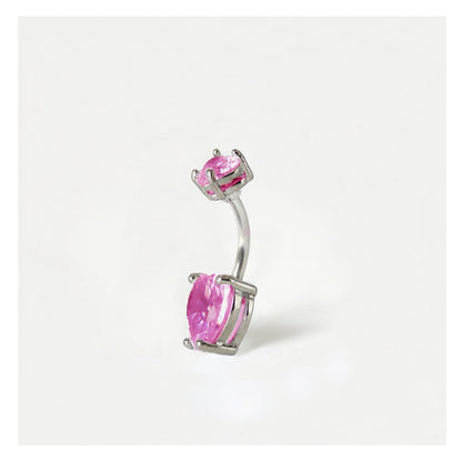 Steel Double Heart Belly Bar