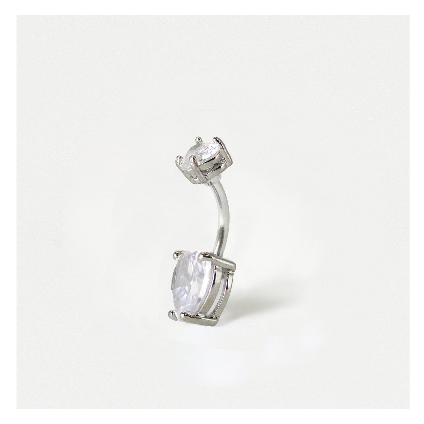 Steel Double Heart Belly Bar