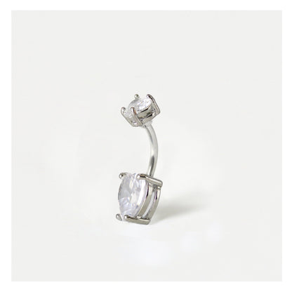 Steel Double Heart Belly Bar