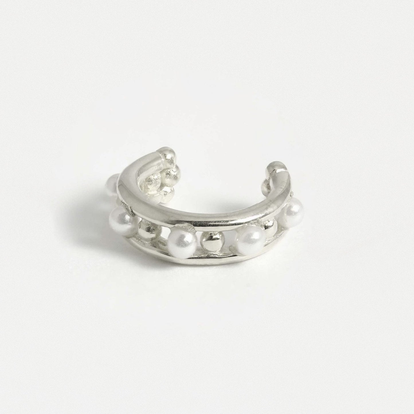 Sterling Silver Pearls Ear Cuff