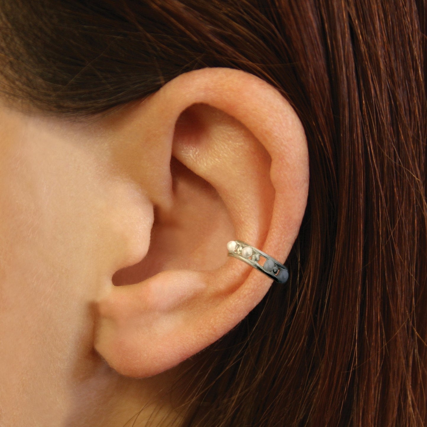 Sterling Silver Pearls Ear Cuff