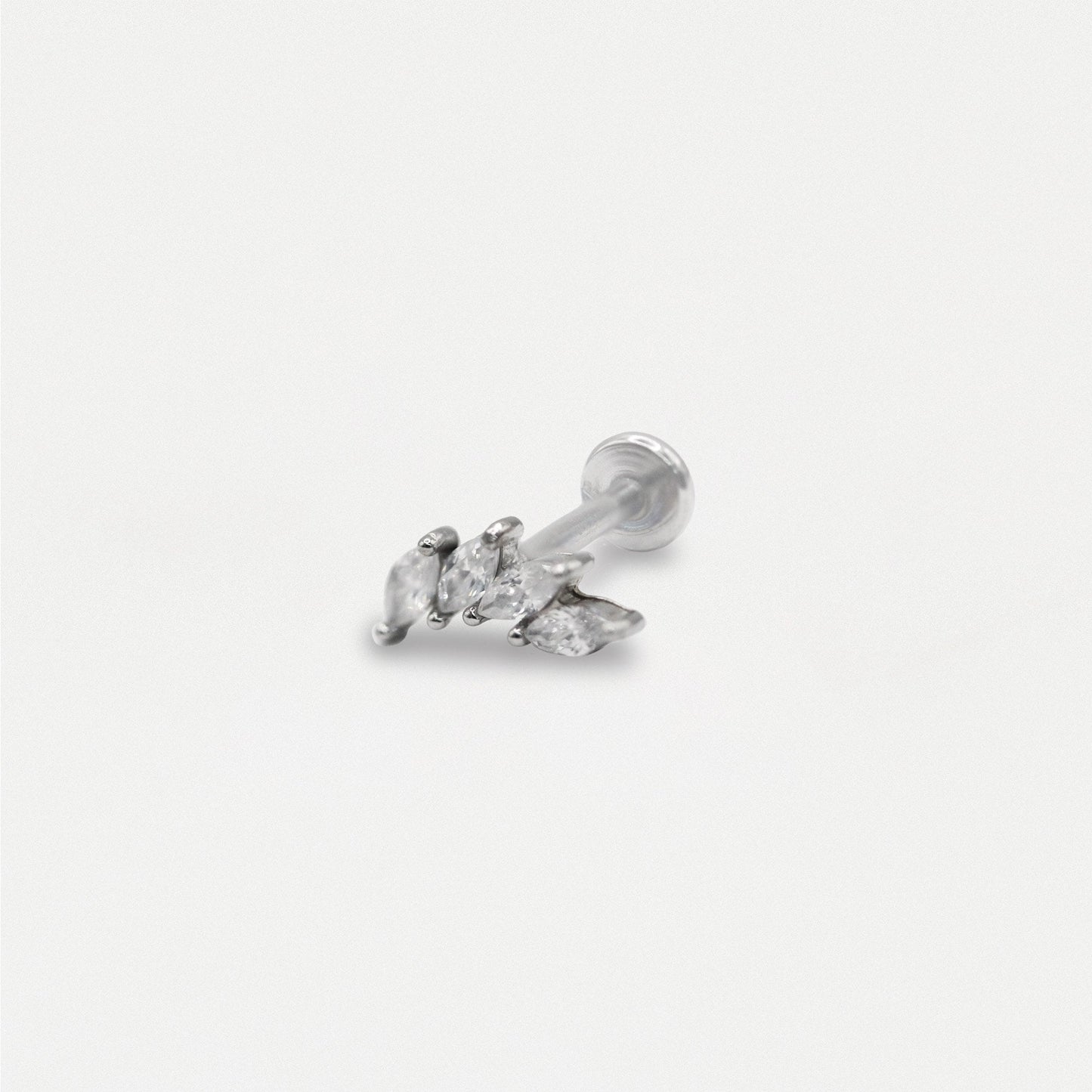 Steel Small Curved Marquise Crystal Labret - Internally Threaded