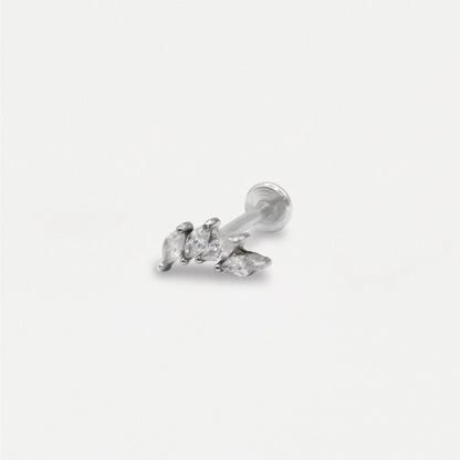 Steel Small Curved Marquise Crystal Labret - Internally Threaded