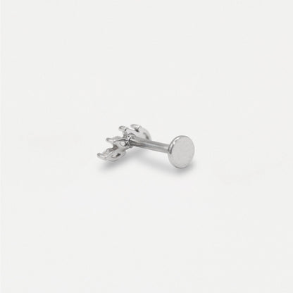 Steel Small Curved Marquise Crystal Labret - Internally Threaded