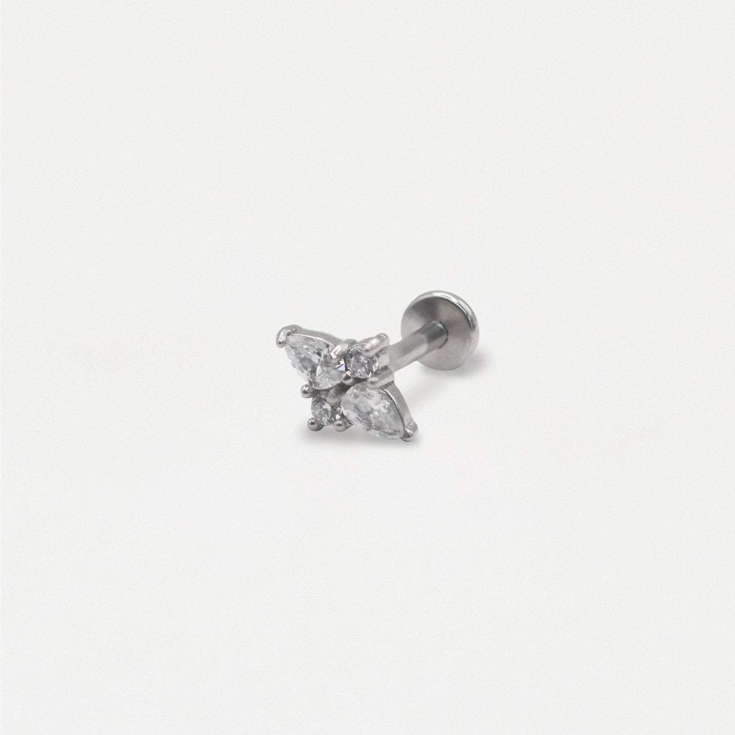 Steel Labret with Diamond Quartet - Internally Threaded