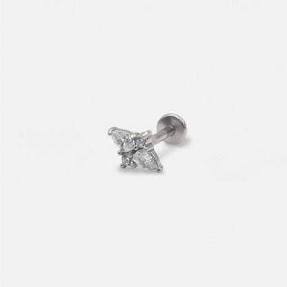 Steel Labret with Diamond Quartet - Internally Threaded