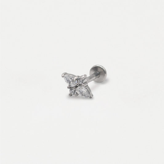 Steel Labret with Diamond Quartet - Internally Threaded