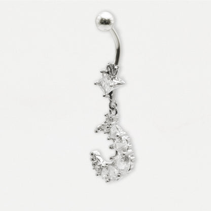 Steel Belly Bar with 4 Point Star and Crescent