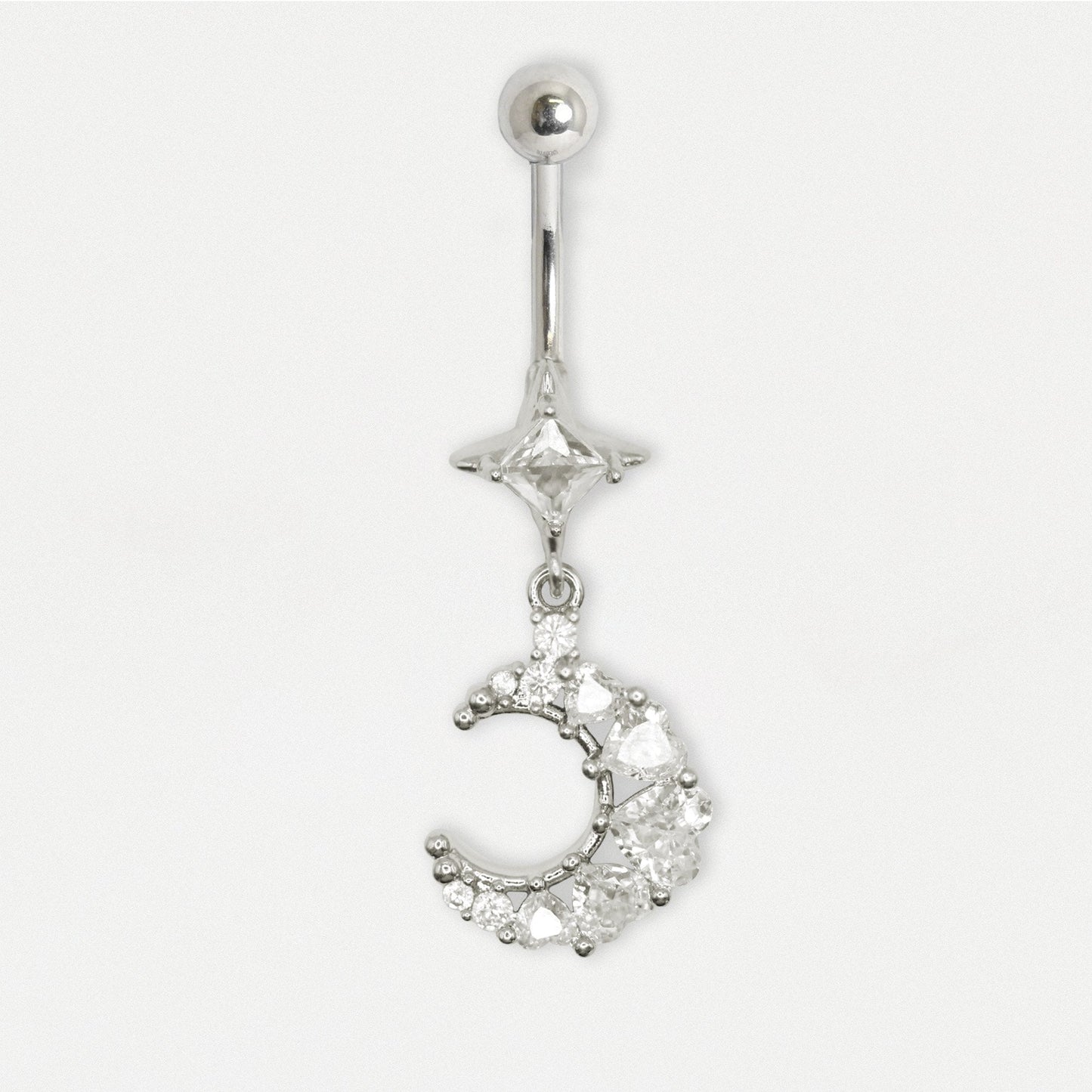 Steel Belly Bar with 4 Point Star and Crescent