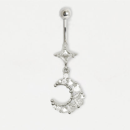 Steel Belly Bar with 4 Point Star and Crescent