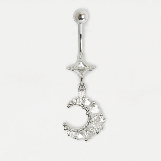 Steel Belly Bar with 4 Point Star and Crescent