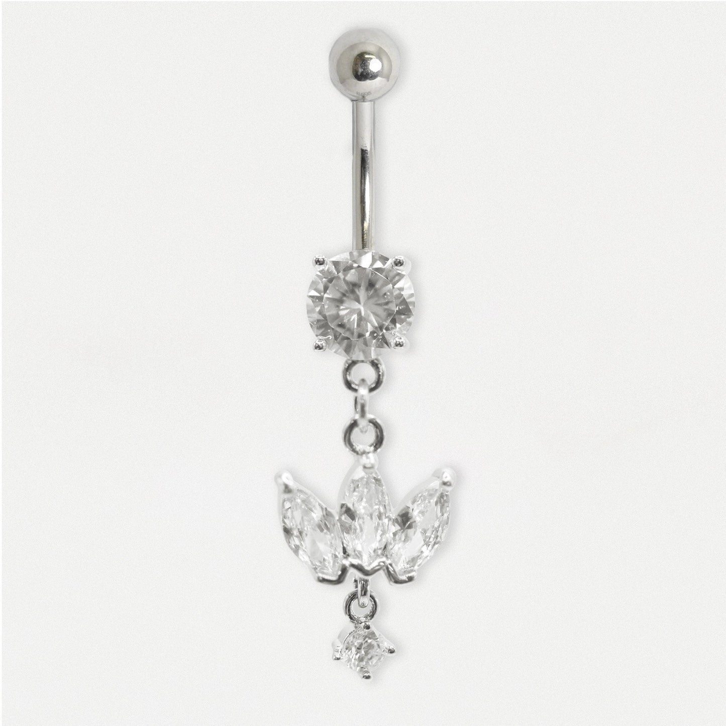 Steel Belly Bar with Petal Dangle