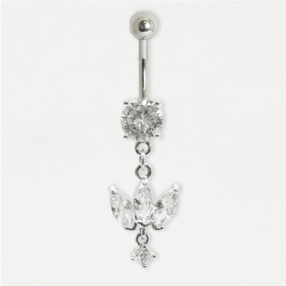 Steel Belly Bar with Petal Dangle