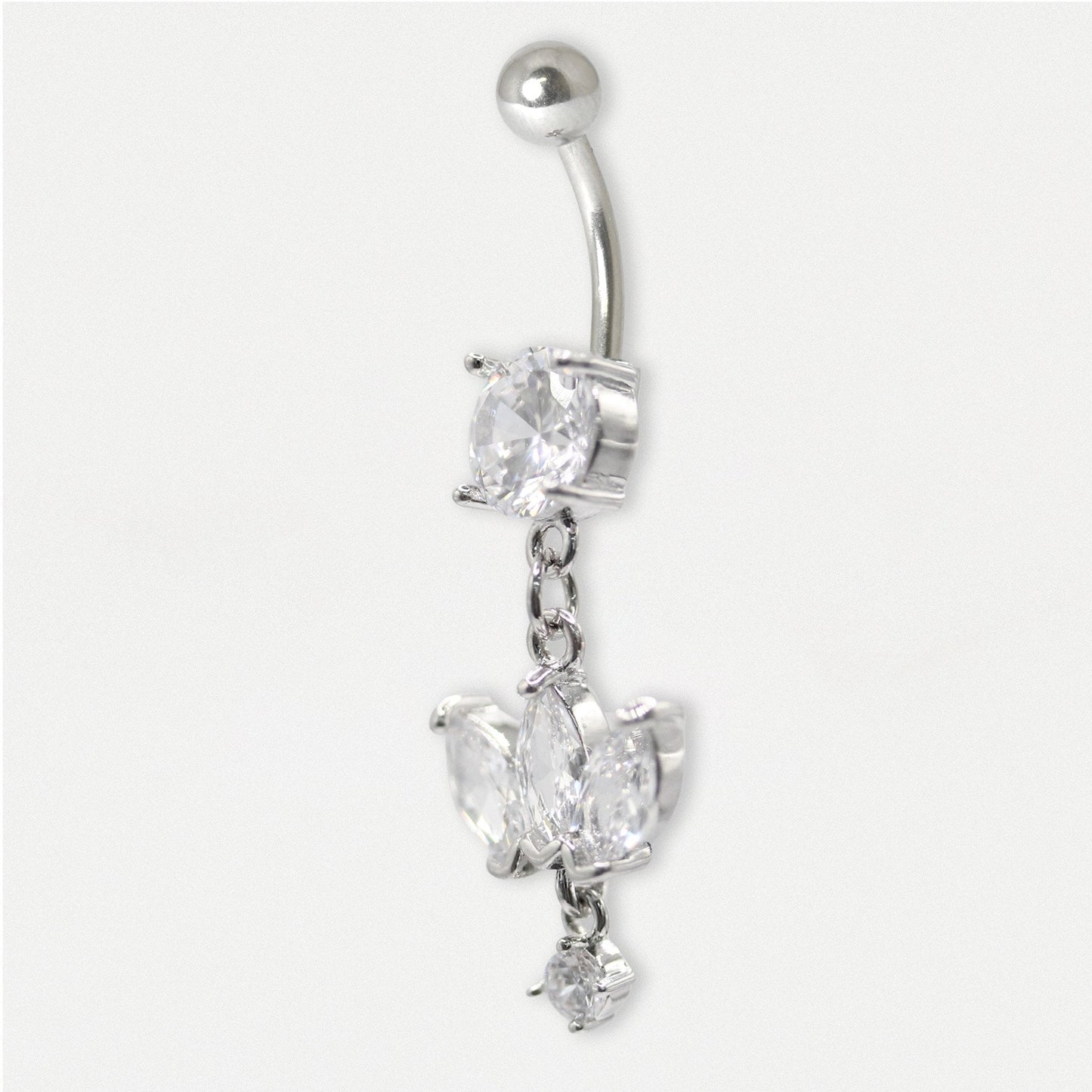 Steel Belly Bar with Petal Dangle