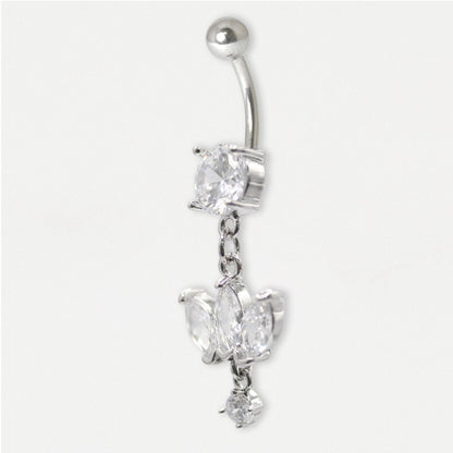 Steel Belly Bar with Petal Dangle