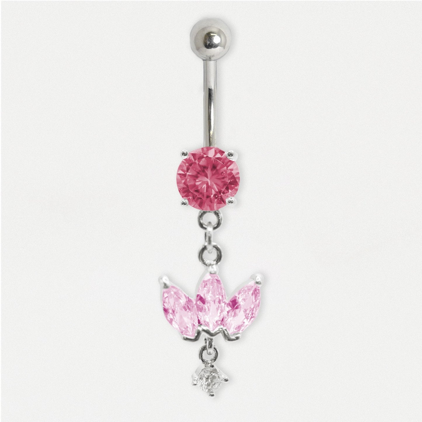 Steel Belly Bar with Petal Dangle