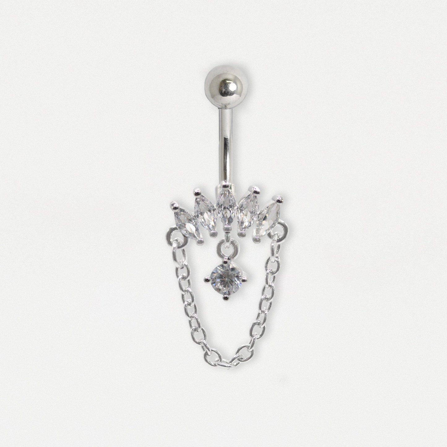 Steel Petal and Chain Belly Ring