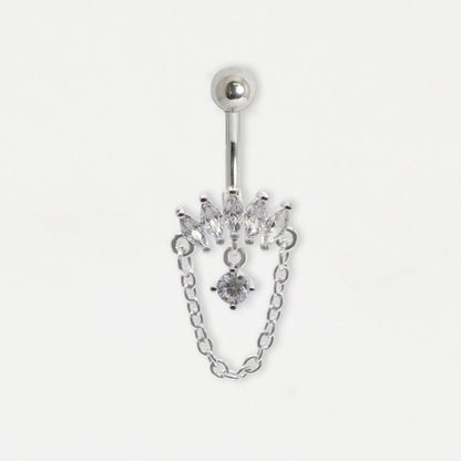 Steel Petal and Chain Belly Ring