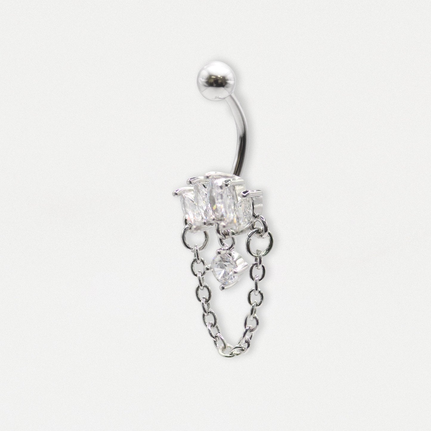 Steel Petal and Chain Belly Ring
