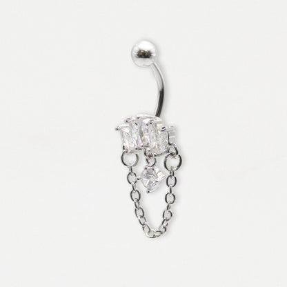 Steel Petal and Chain Belly Ring