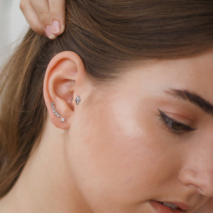 Steel Labret with Diamond Quartet - Internally Threaded