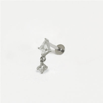 Steel Diamond Dewdrop Labret - Internally Threaded