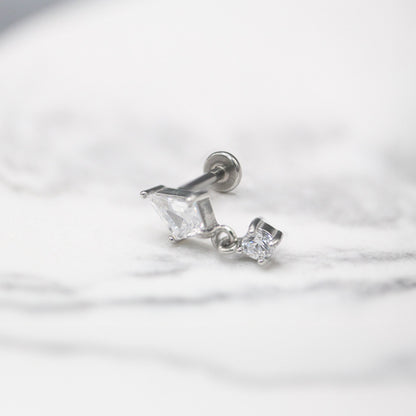 Steel Diamond Dewdrop Labret - Internally Threaded