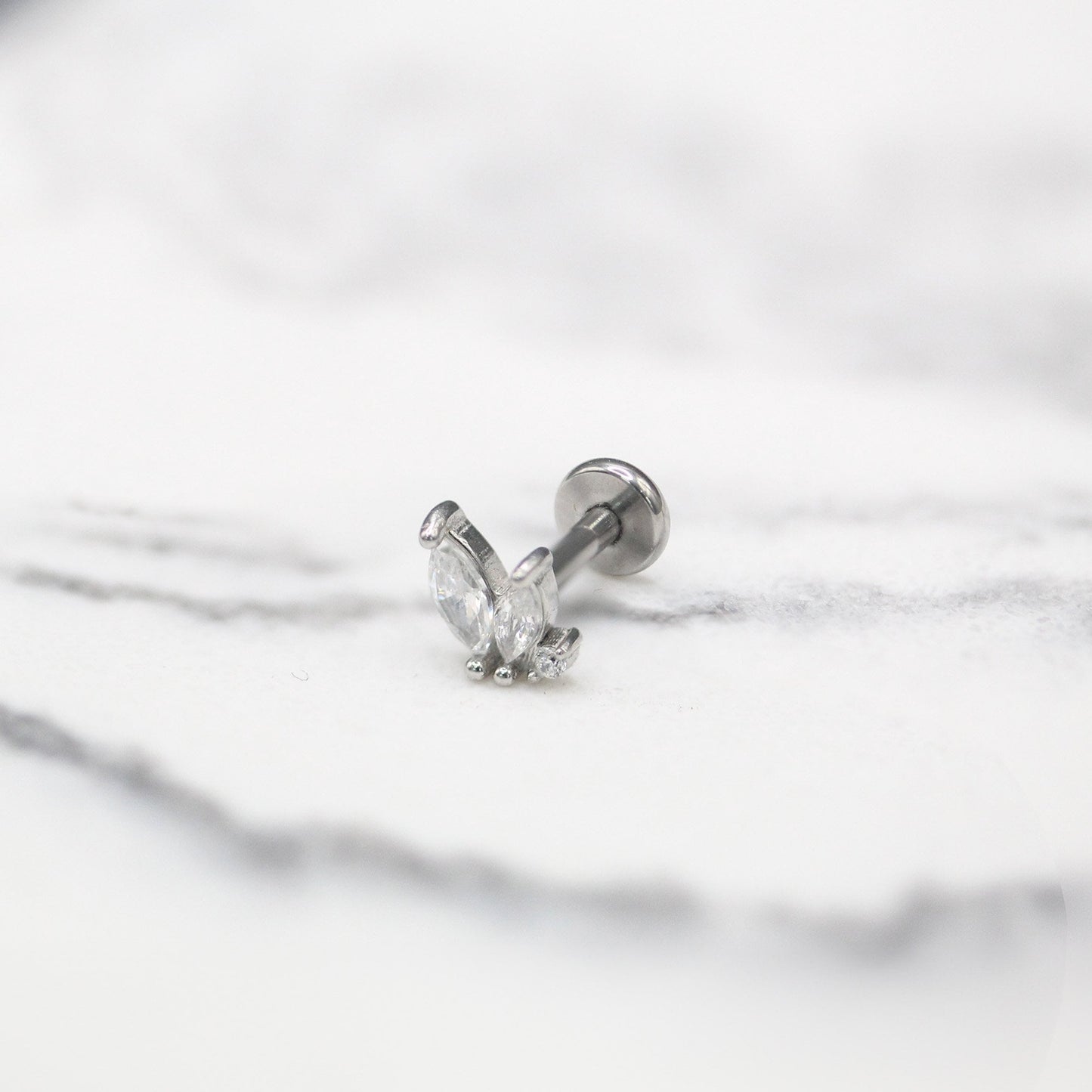 Steel Labret with Marquise Bloom - Internally Threaded