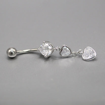 Steel Double Drip Crystal Belly Bar