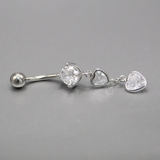 Steel Double Drip Crystal Belly Bar
