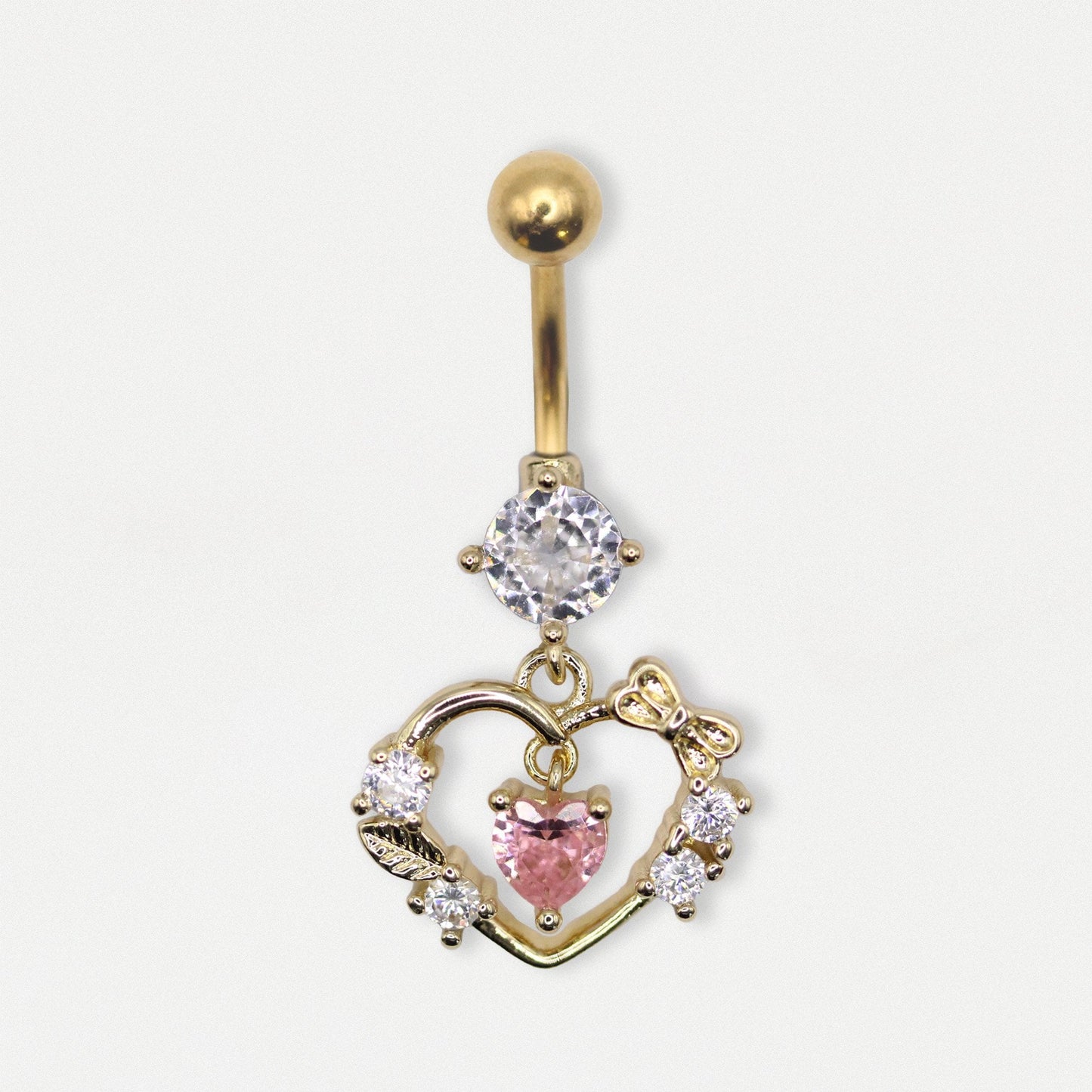 Gold PVD Steel Sweetheart Dangle Belly Bar