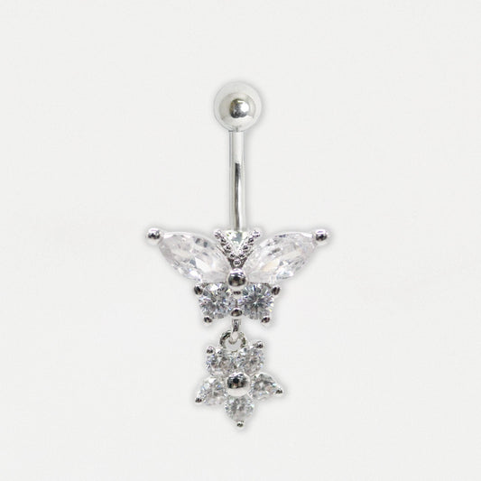 Steel Flutterflower Belly Bar