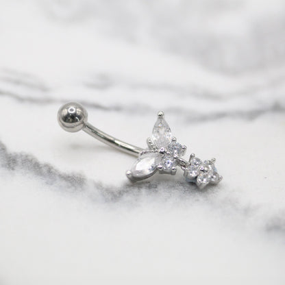 Steel Flutterflower Belly Bar