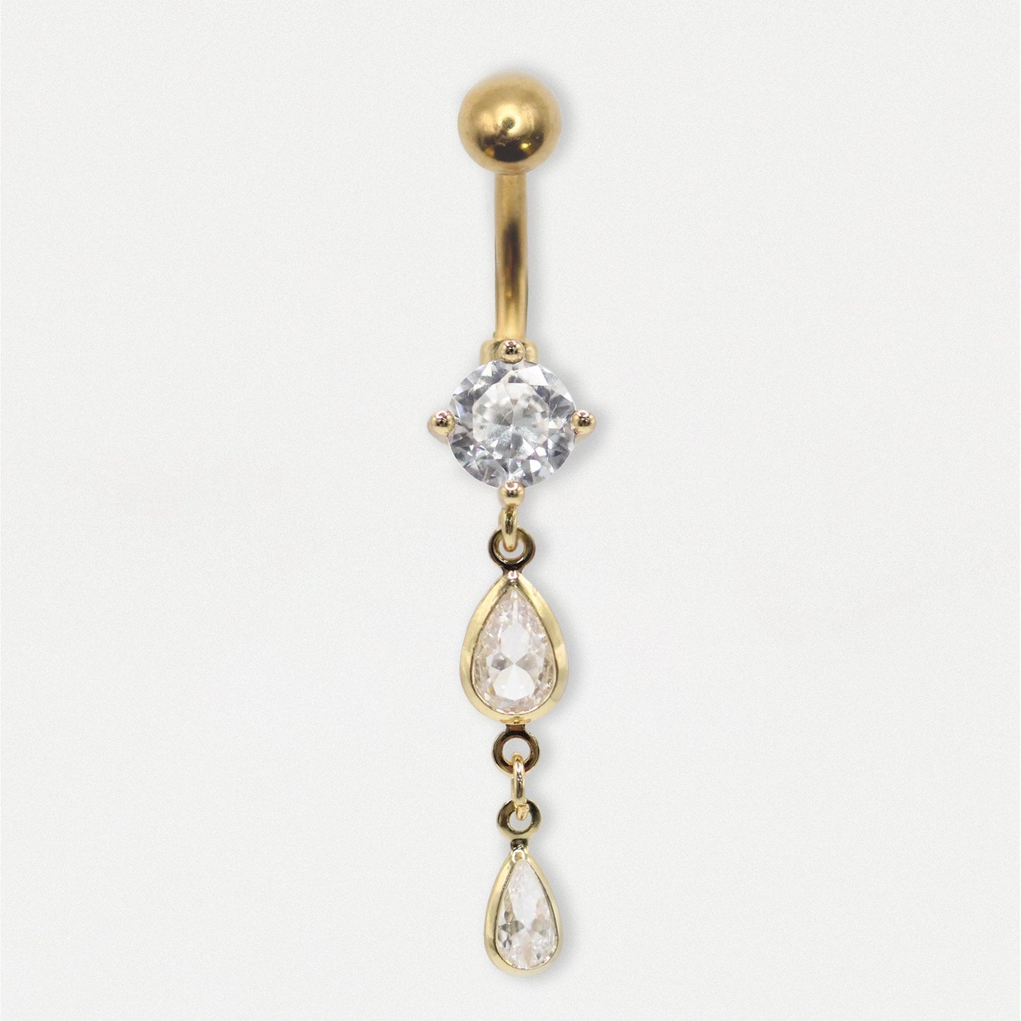 Gold PVD Steel Crystal Drop Belly Bar
