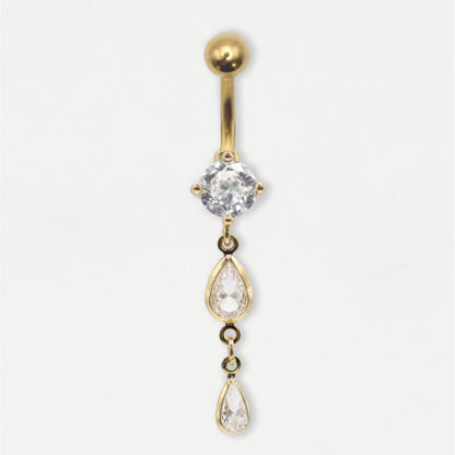 Gold PVD Steel Crystal Drop Belly Bar