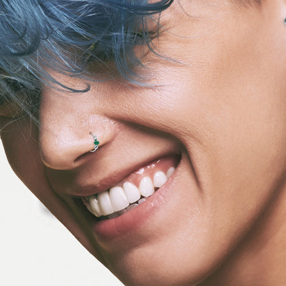 Silver Gemstone Aura Nose Ring - 10mm