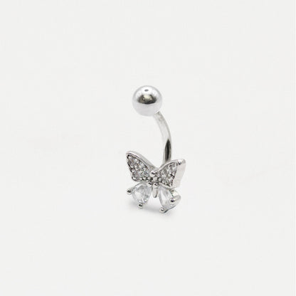 Steel Gemset Butterfly Navel Bar