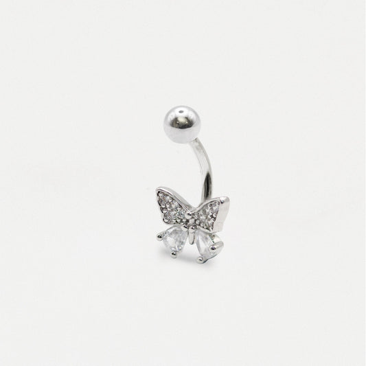 Steel Gemset Butterfly Navel Bar