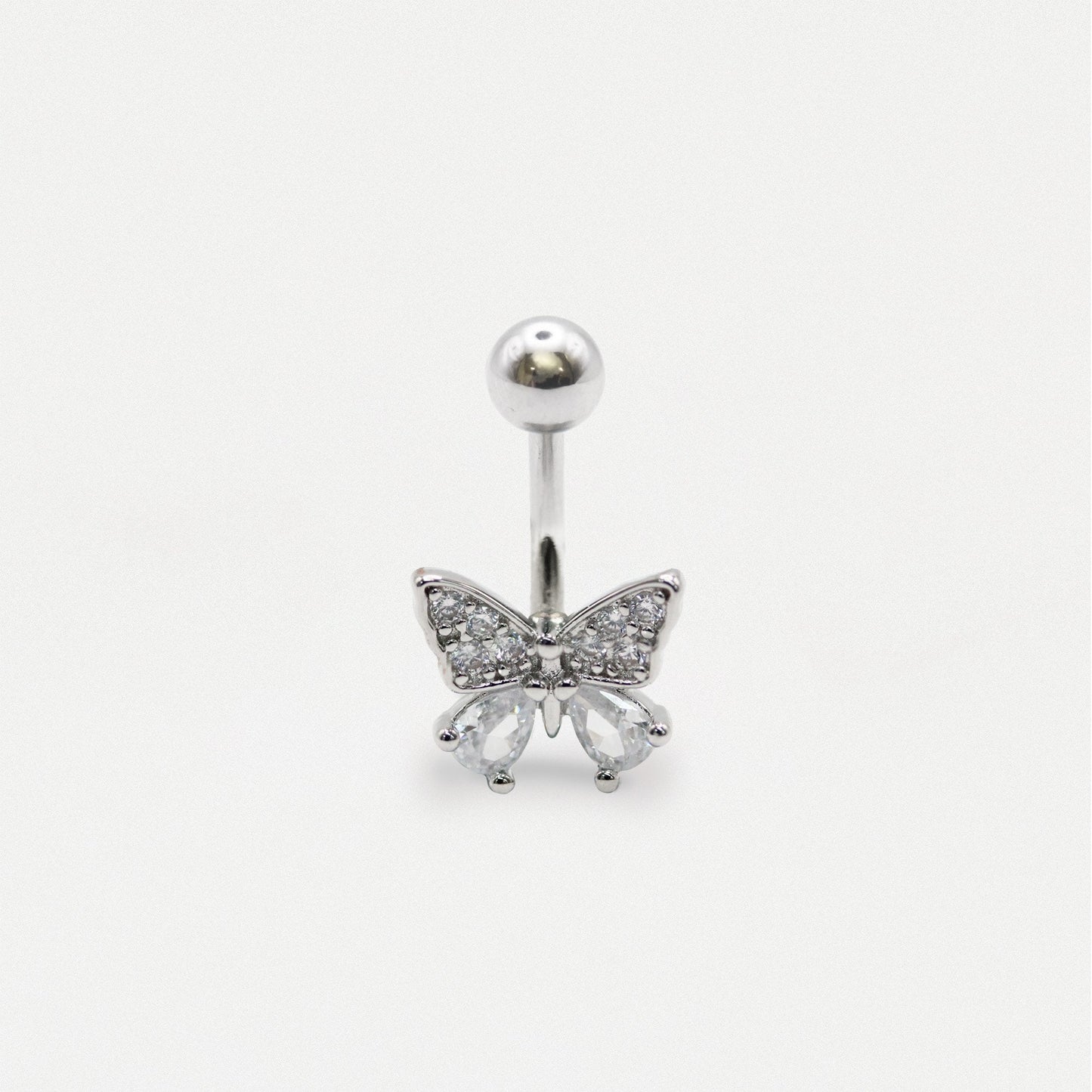 Steel Gemset Butterfly Navel Bar