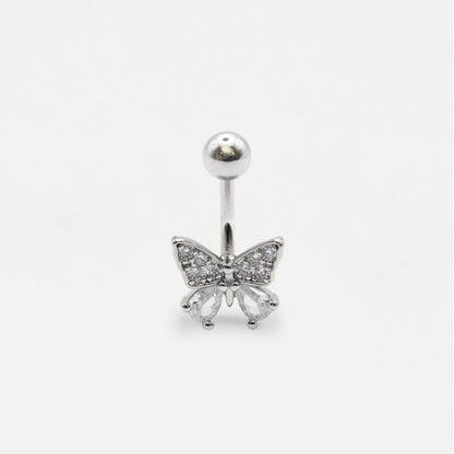Steel Gemset Butterfly Navel Bar
