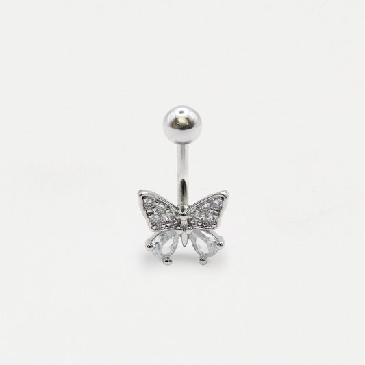 Steel Gemset Butterfly Navel Bar