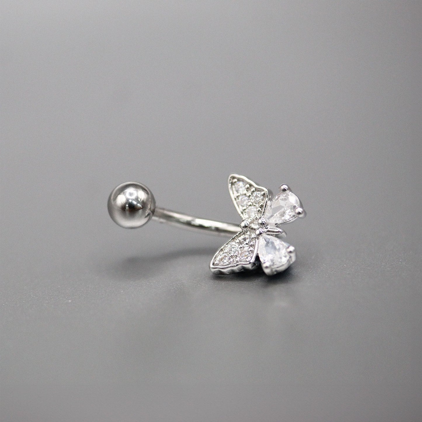 Steel Gemset Butterfly Navel Bar