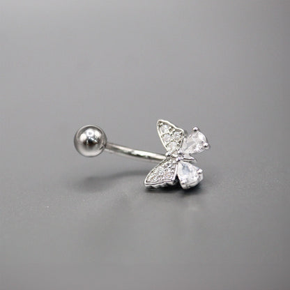Steel Gemset Butterfly Navel Bar