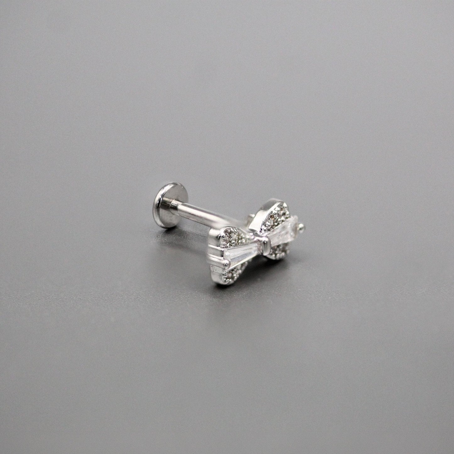 Steel Crystal Bow Labret - Internally Threaded