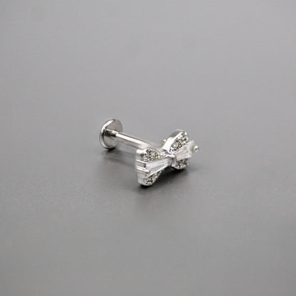 Steel Crystal Bow Labret - Internally Threaded