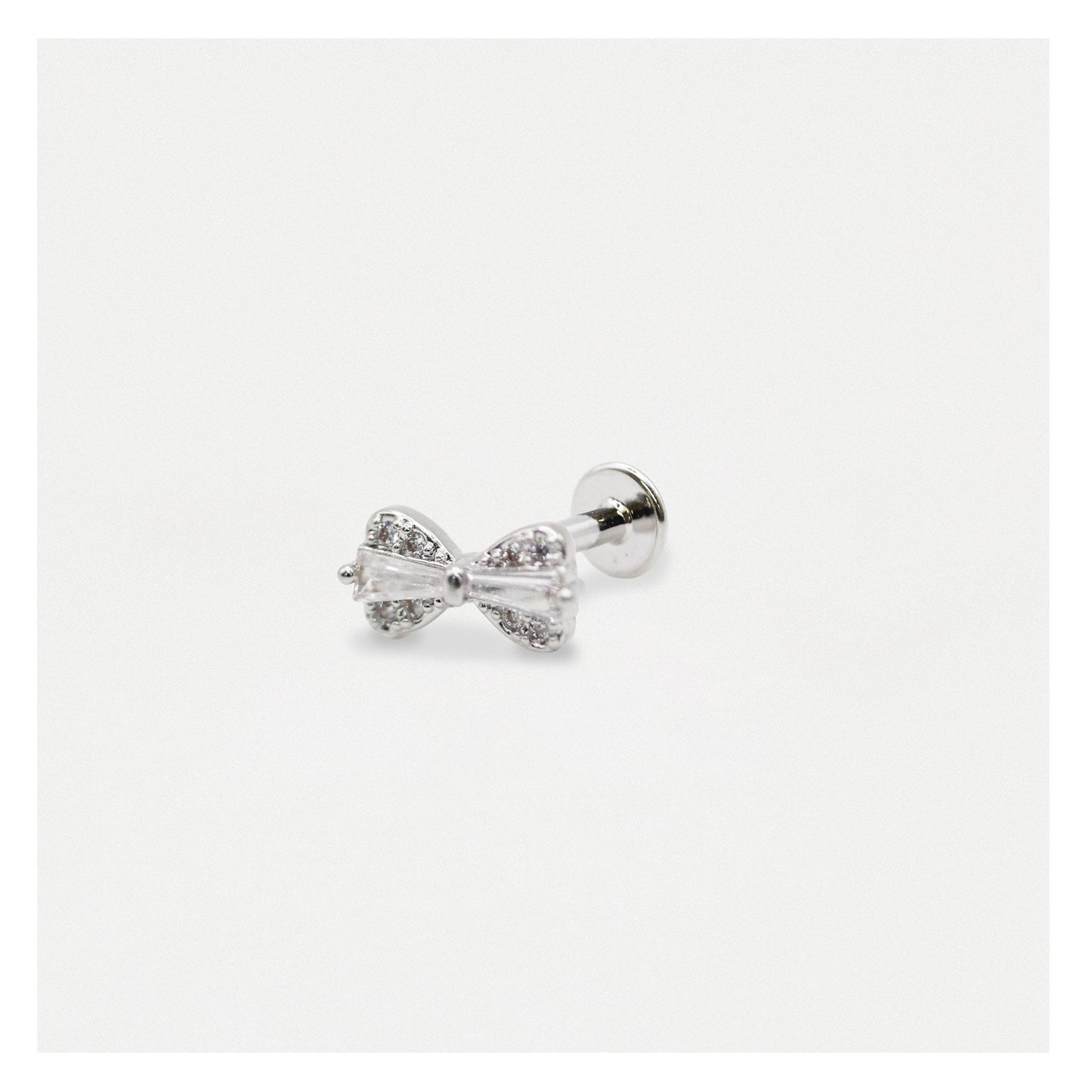 Steel Crystal Bow Labret - Internally Threaded
