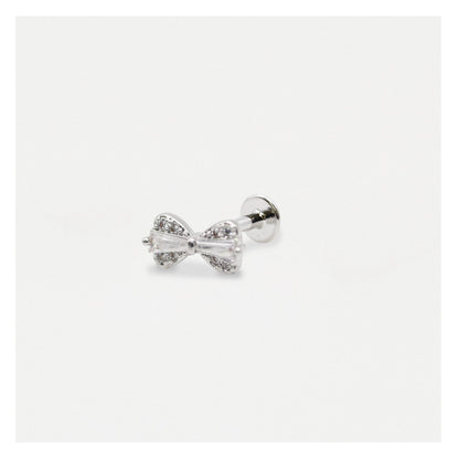 Steel Crystal Bow Labret - Internally Threaded