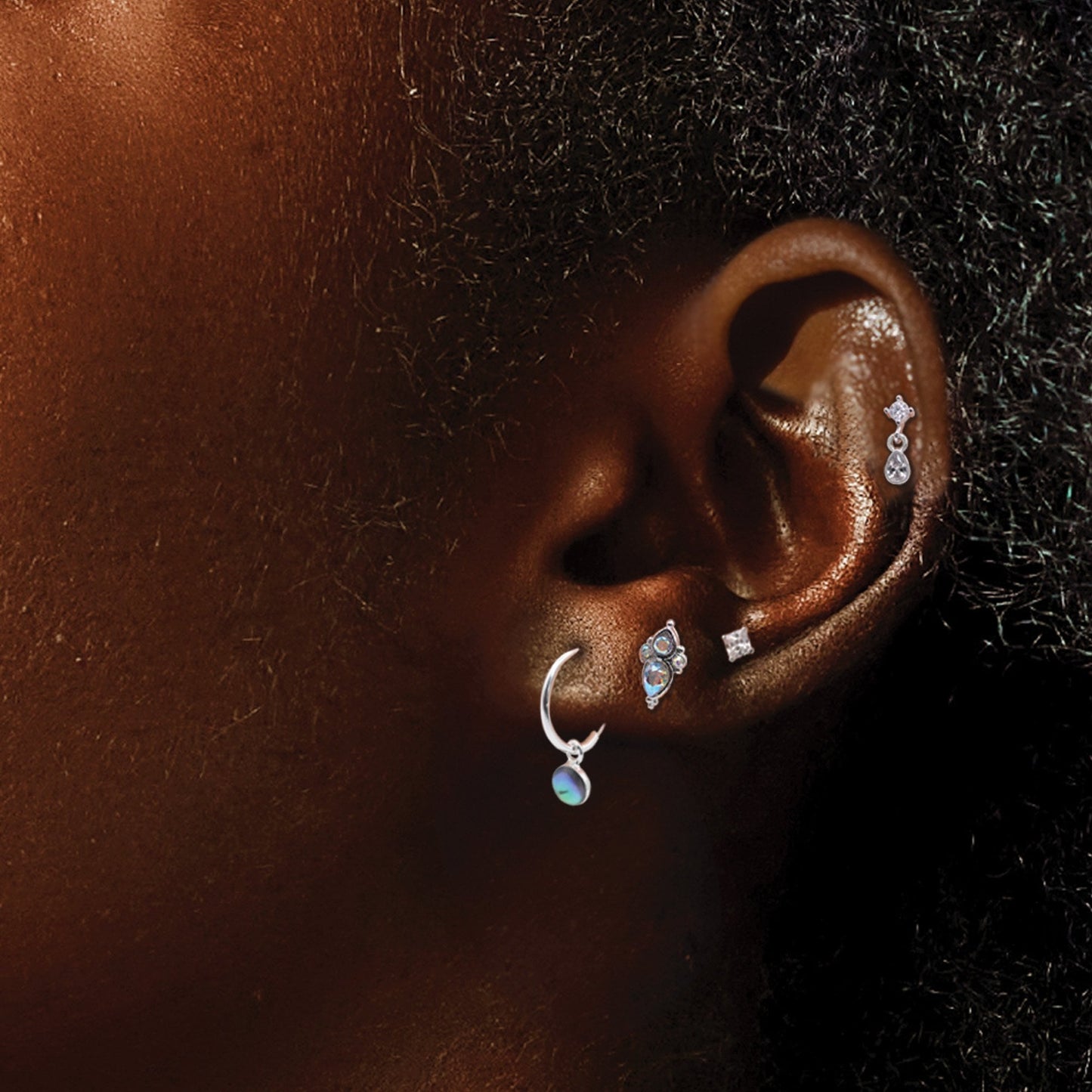 Steel Rainbow Aura Labret