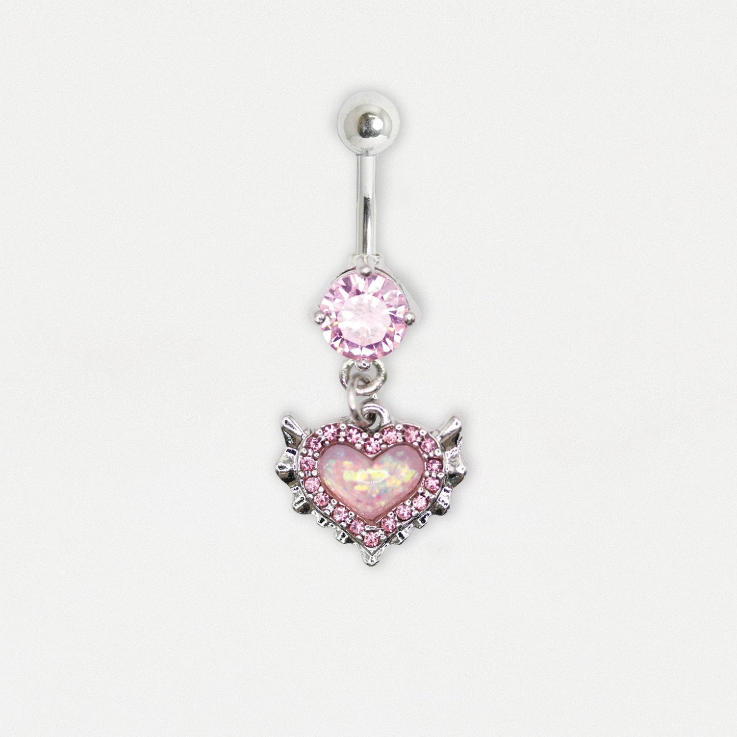 Steel Devilishly Pink Heart Belly Bar